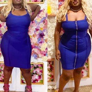 Royal blue reversible bodycon zipper dress size XL